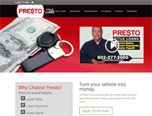 Tablet Screenshot of prestoautoloans.com